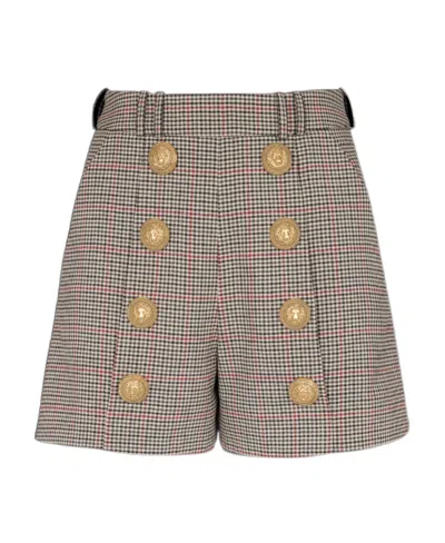 BALMAIN BALMAIN HIGH WAIST BUTTON EMBELLISHED SHORTS