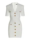 Balmain Logo Button Knit Dress In Neutral