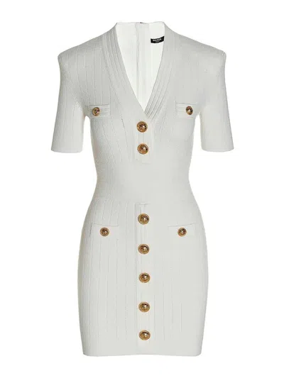 Balmain Logo Button Knit Dress