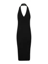 Balmain Halterneck Ribbed-knit Midi Dress In Black