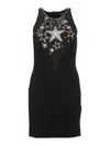 Balmain Crystal-embellished Stretch-silk Mini Dress In Black