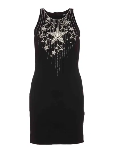 Balmain Embroidery Mini Dress In Black