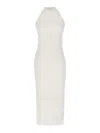 Balmain Monogram Halter Neck Knit Midi Dress In White