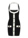 Balmain Black Dress With Square Neckline And Decorative Buttons