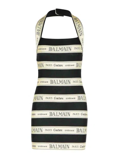 BALMAIN BLACK VISCOSE DRESS