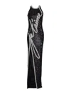 Balmain Love Letter Embroidered Sequined Gown In Black