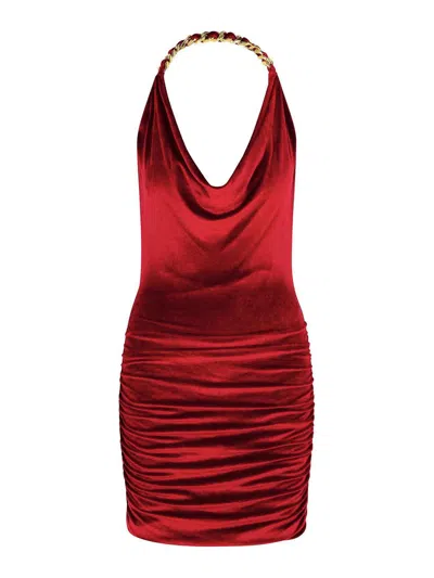 BALMAIN BURGUNDY VISCOSE BLEND DRESS