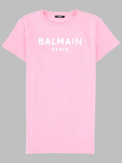 Balmain Vestito Maniche Corte In Pink