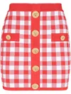 Balmain Vichy Buttoned Mini Skirt