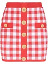 Balmain Vichy Buttoned Mini Skirt