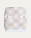 Balmain Vichy Check Tweed Mini Skirt In White Multi