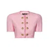 Balmain Vichy Tweed Cropped Jacket In Pink