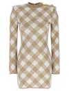 Balmain Checked Pattern Dress Gold-tone Buttons