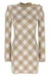 Balmain Checked Pattern Dress Gold-tone Buttons