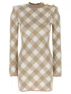 Balmain Checked Pattern Dress Gold-tone Buttons