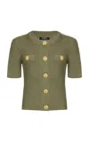 Balmain Button-detailed Knit Cardigan In Green