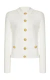 Balmain White Cropped Jacket With Patch Pockets In White