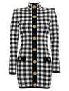 Balmain Mini Dress With Embroidered Checkered Pattern