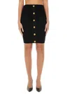 Balmain Vichy Knit Skirt In Black