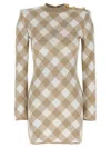 Balmain Checked Pattern Dress Gold-tone Buttons