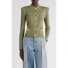 Balmain Openwork Knit Cardigan Sweater, Cardigans In 7co Olive