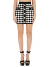 Balmain Cropped Button-embellished Jacquard-knit Top In Multicolor