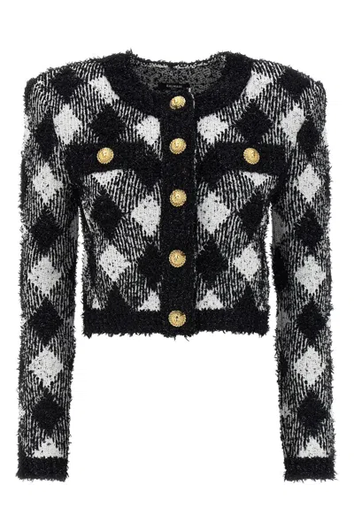 BALMAIN BALMAIN VICHY TWEED SHORT JACKET