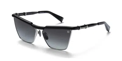 Balmain Victoire Grey Gradient Cat Eye Ladies Sunglasses Bps-169 B 60 In ["grey","black","silver Tone"]