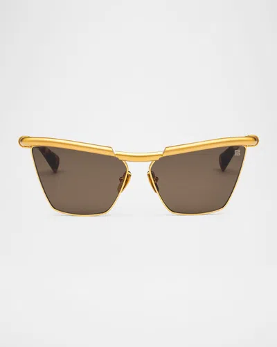 Balmain Victorie Cat Eye Titanium Sunglasses In Gold Tortoise