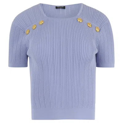 Pre-owned Balmain Vintage 2000's  Lilac Ribbed Top In Purple