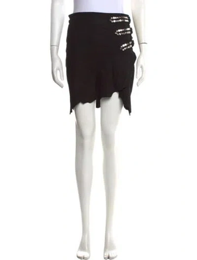 Pre-owned Balmain Vintage 2010 Studded Goatskin Mini Skirt In Black