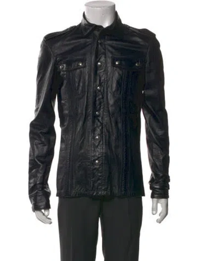 Pre-owned Balmain Vintage 2011 Leather Shirt Jacket In Black