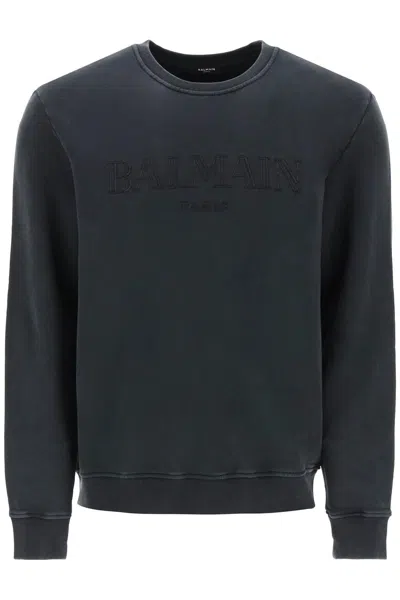 Balmain Vintage Logo Embroidered Sweatshirt In Grey