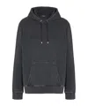 Balmain Logo-embroidered Cotton-jersey Hoodie In Black