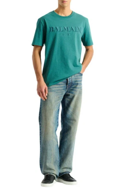 Balmain Vintage  Embroidered T-shirt In Blue