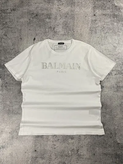Pre-owned Balmain Vintage  Paris Big White Logo Hype Tee