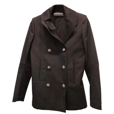 Pre-owned Balmain Vintage Black Cotton Jacket With Silver Buttons, Size S Unisex