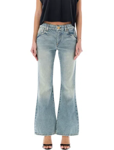Balmain Vintage Blue Western Bootcut Denim Jeans For Women