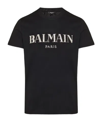 Balmain Vintage Crystal-embellished T-shirt In Black