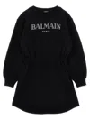 Balmain Logo Print Dress In White/black
