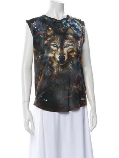 Pre-owned Balmain Vintage Graphic Print Top In White