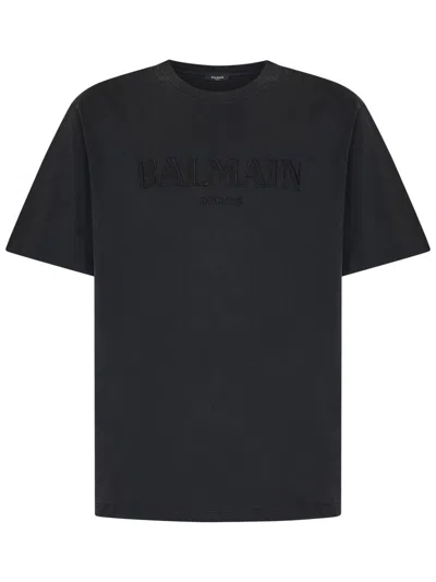 BALMAIN BALMAIN VINTAGE GREY COTTON JERSEY T-SHIRT