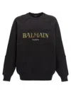 Balmain Crew Neck Logo Print Raglan Sleeve Sweatshirt In Black