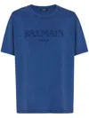 Balmain Logo Embroidered T-shirt In Blue