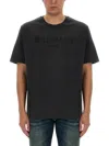 Balmain T-shirt With Logo Embroidery In Brown