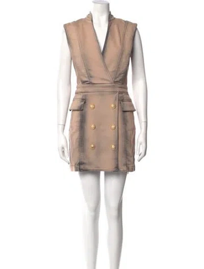 Pre-owned Balmain Vintage Mini Dress In Brown