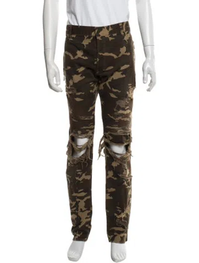 Pre-owned Balmain Vintage Moto Pants In Brown