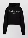 Balmain Vintage Print Hooded Sweatshirt With Long Sleeves In Black