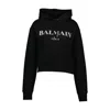 Balmain Vintage Print Hooded Sweatshirt With Long Sleeves In Black