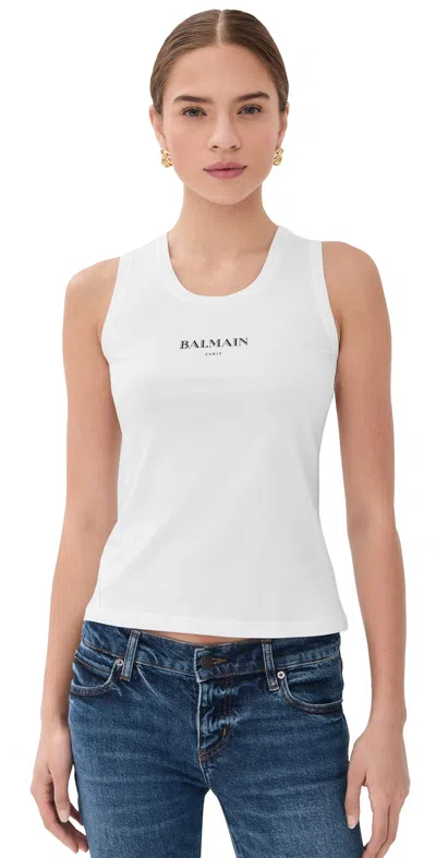 Balmain Logo Graphic Tank Top In White